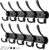 RRP £45 Set of 3 x 2-Pack GlazieVault Coat Racks for Wall - Stainless Steel Coat Hooks