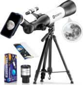 RRP £69.99 ECOOPRO Telescope, Astronomy for Beginners - 70mm Aperture 500mm AZ Mount Astronomical