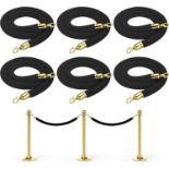 RRP £49.99 PATIKIL 5 Feet Black Velvet Stanchion Rope, 6 Pack Crowd Control Barrier Rope with Snap