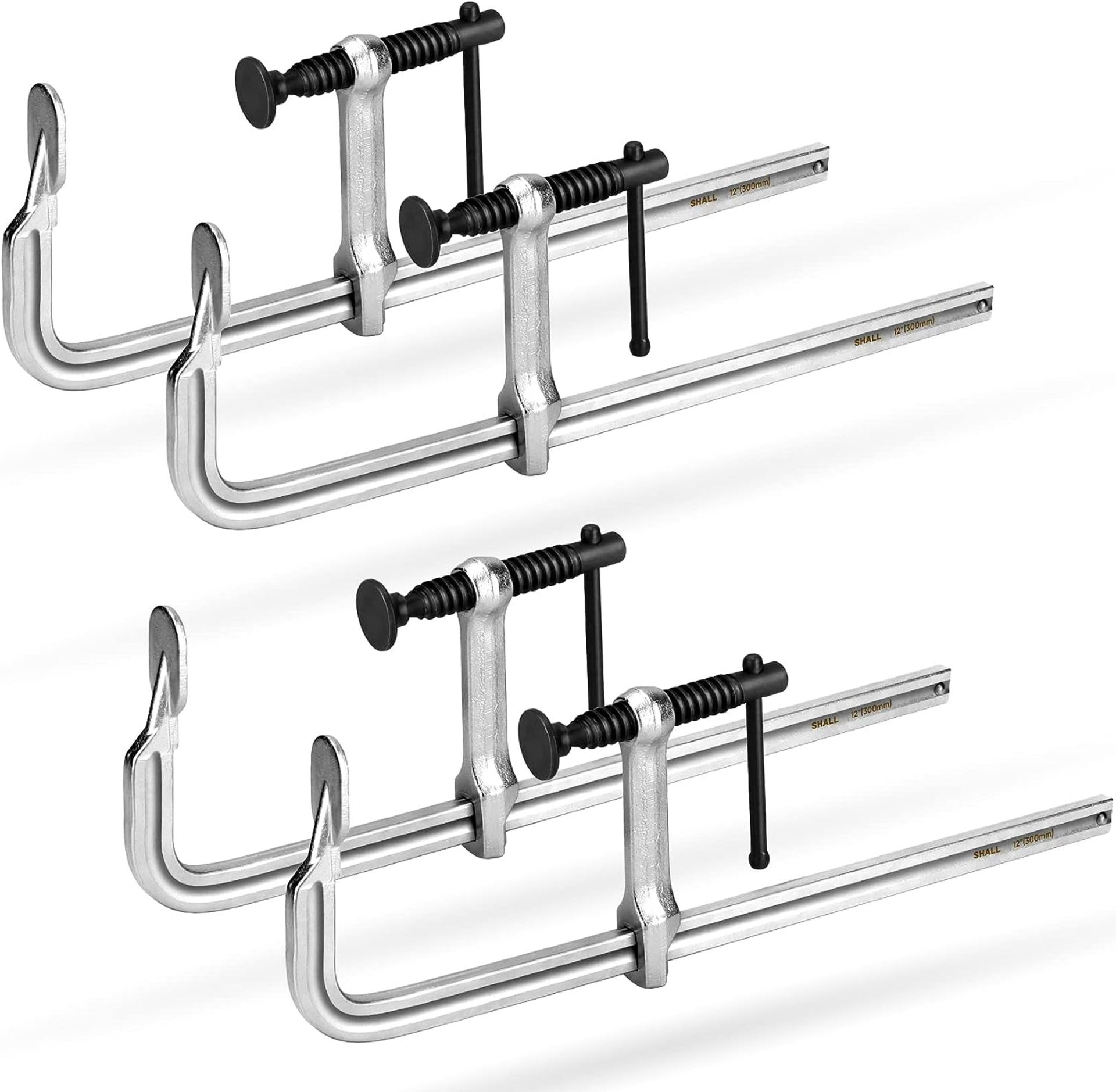 RRP £36.99 SHALL 4-Pack Bar Clamps Set, 12-Inch Light-Duty Drop Forged Steel Bar Clamps, Steel F