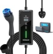 RRP £89.99 bokman Portable EV Charger UK 3 Pin, 5 Meters | 6/8/10/13A | 3.3kW | IP67 Waterproof,