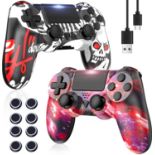 RRP £49.99 Bonacell 2pcs Wireless Controllers with joystick caps for P 4 Gamepad with 6-Axis