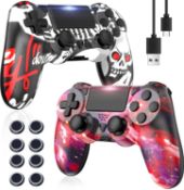 RRP £49.99 Bonacell 2pcs Wireless Controllers with joystick caps for P 4 Gamepad with 6-Axis
