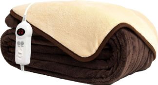 RRP £69.99 Homefront Electric Heated Throw/Over Blanket in Chocolate/Cream - XL Family Size