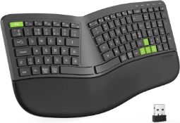 RRP £39.99 Seenda Split Ergonomic Keyboard, 2.4G Wireless Rechargeable Ergo Keyboard Curved with