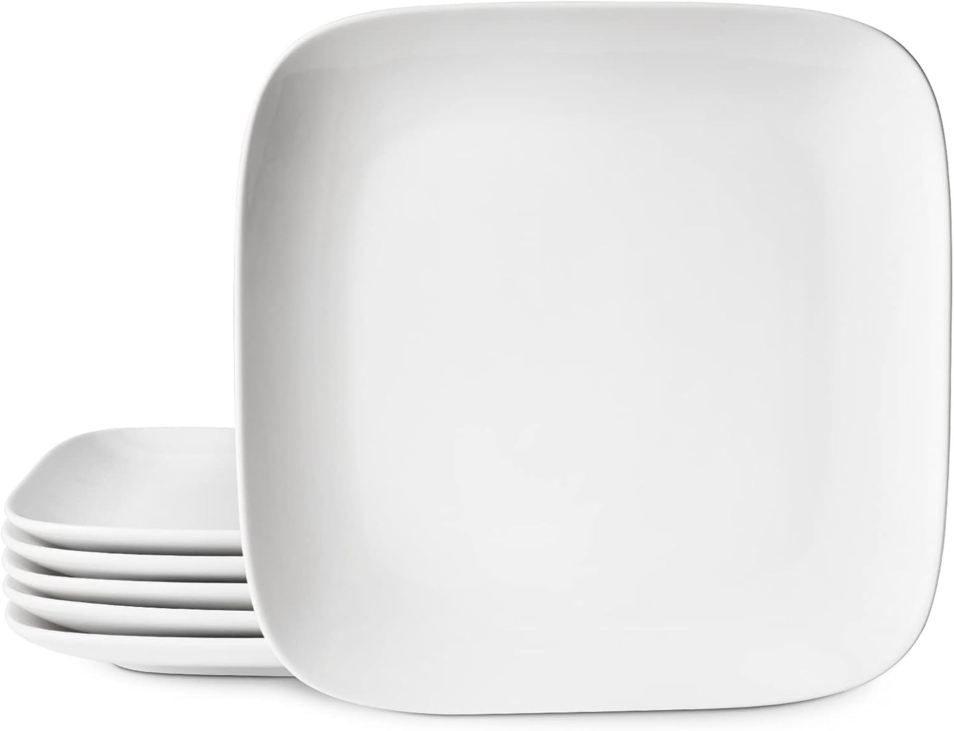 RRP £39.99 DOWAN Dinner Plates, 10.6 inch Porcelain Square Dinner Plates Set of 6, White Serving