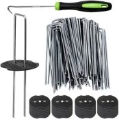 RP £48 Set of 3 x Bakulyor 50 Weed Control Membrane Pegs + 50 Buffer Washer, 6"/150mm Weed Mat Pegs,