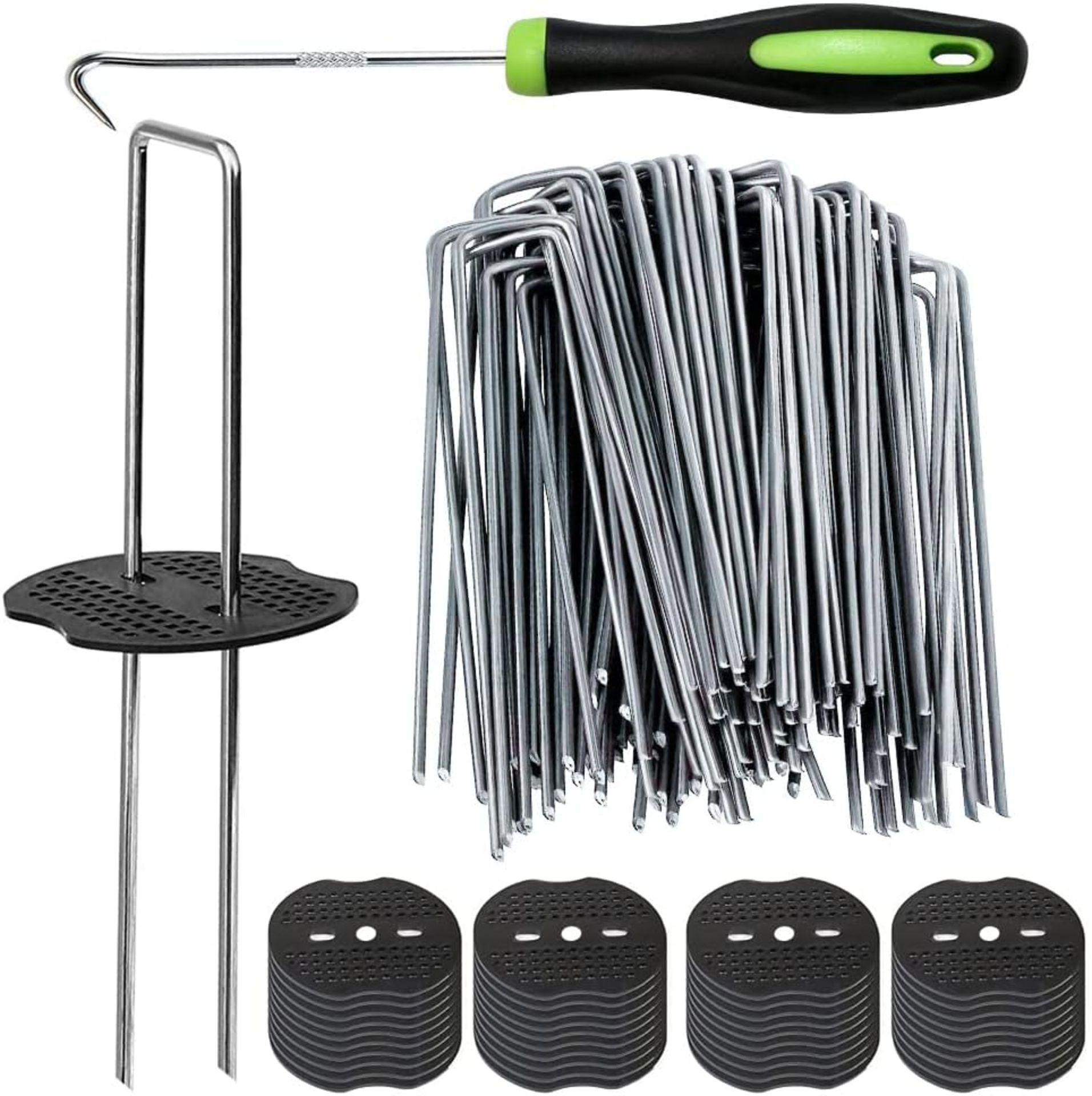 RP £48 Set of 3 x Bakulyor 50 Weed Control Membrane Pegs + 50 Buffer Washer, 6"/150mm Weed Mat Pegs,
