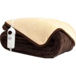 RRP £69.99 Homefront Electric Heated Throw/Over Blanket in Chocolate/Cream - XL Family Size