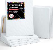 RRP £24.99 12 Pack Canvas for Painting, Shuttle Art 11x14 Inches (28 x 36 cm) Stretched Blank Canvas