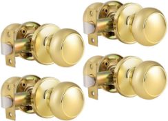 RRP £37.99 Probrico Polished Brass Passage Door Knobs, Stainless Steel Gold Round Door Knobs,