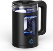RRP £28.99 Haooair Electric Kettle, 1.5 Liter Easy to Clean Glass Kettle with Blue LED, Fast Boil