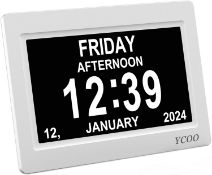 RRP £39.99 Dementia Clocks 7 Inches Calendar, Day Date Clock with Large Clear Digits Display,
