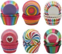 RRP £40 Set of 5 x 600pcs Cupcake Baking Cases Colorful Muffin Cases Paper Wrappers Rainbow Baking