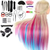 RRP £38.99 Neverland Training Head, 26-28" Rainbow 100% Synthetic Fiber Long Hair Hairdressing