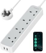 Smart Extension Lead with Voice Remote Control and Timer, TESSAN WiFi Power Strip with 4