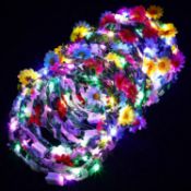 RRP £35.99 40 Pcs LED Flower Headband Crown Set, Light up Flower Wreath Crown Glowing Floral