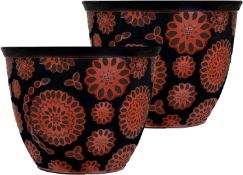 RRP £27.99 SG Traders Pack Of 2 X-Large Plastic Round Chengdu Garden Plant Pots Planter Indoor