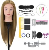 RRP £34.99 28Inch Hairdressing head 80% Real hair,Mannequin Head with Hair, Doll Head for Hair