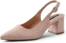 RRP £32.99 DREAM PAIRS Women's Court Shoes Block High Heel Chunky Dress Sandals Ladies Slingback
