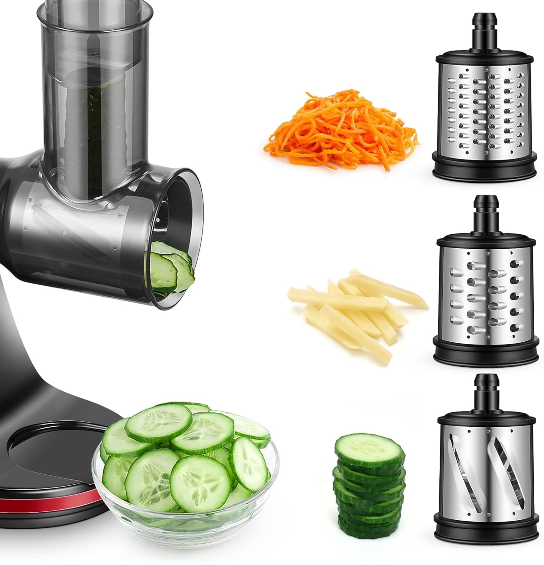 RRP £39.99 AMZCHEF Vegetables Slicer Shredder Accessories for 3-in-1 Slow Juicer - ZM1501