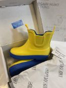DREAM PAIRS Girls Boys Wellies Wellington Boots,SDRB2201K-E,Yellow/Blue,8 UK Child/26 (EUR)