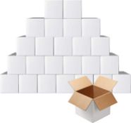 PETAFLOP 5x5x5 Shipping Boxes, Small White Corrugated Cardboard Box for Mailing