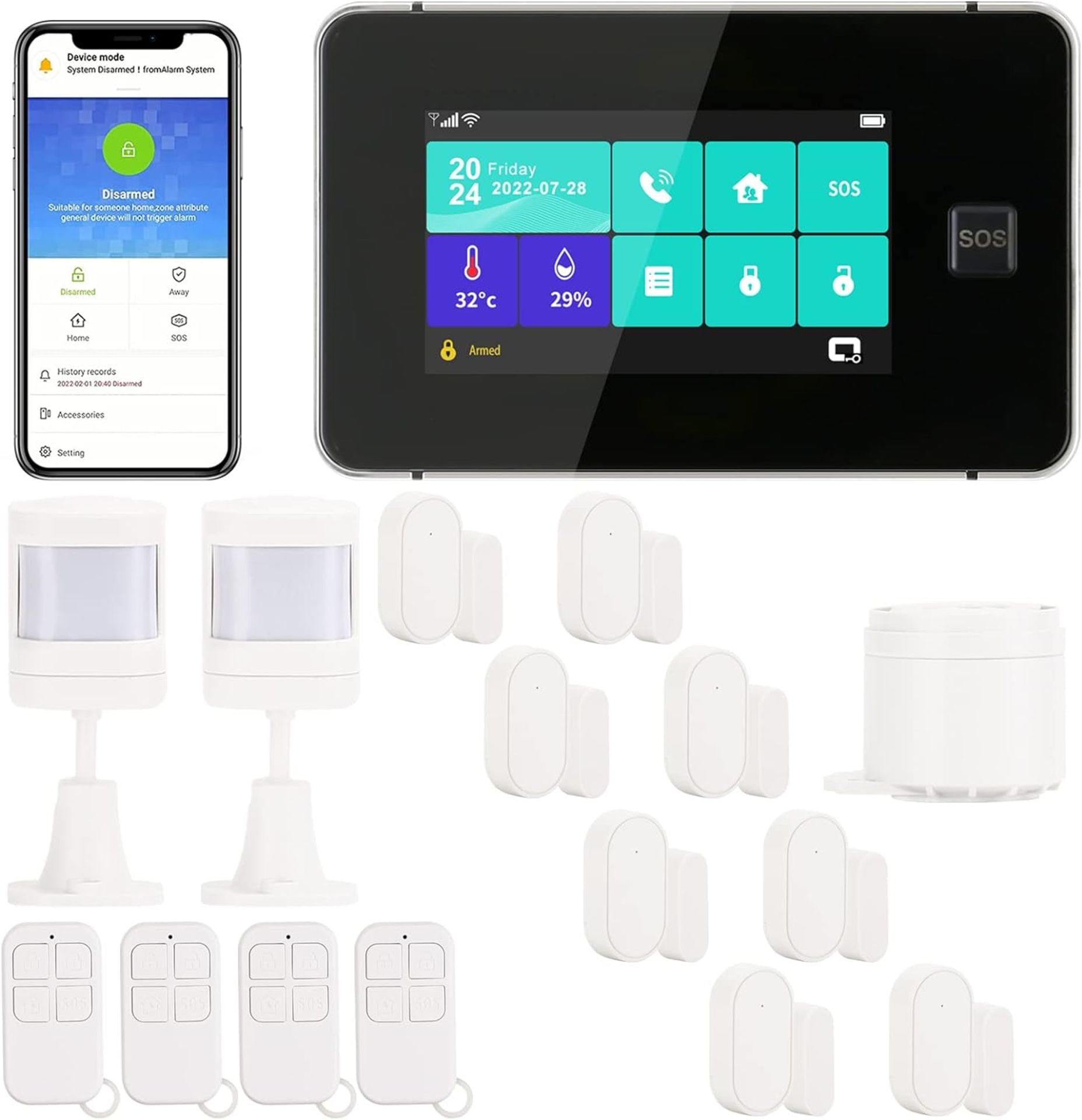 RRP £149 D1D9 House Alarm System Touch Screen Home Anti Burglar Security WiFi APP DIY Wireless GSM