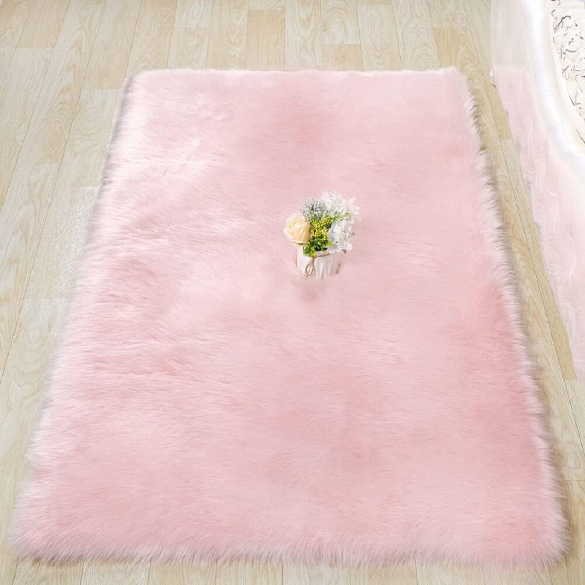 SXYHKJ Faux Sheepskin Rugs, Soft Fluffy Washable Carpet Non Slip Mat (Pink, 80x180cm)
