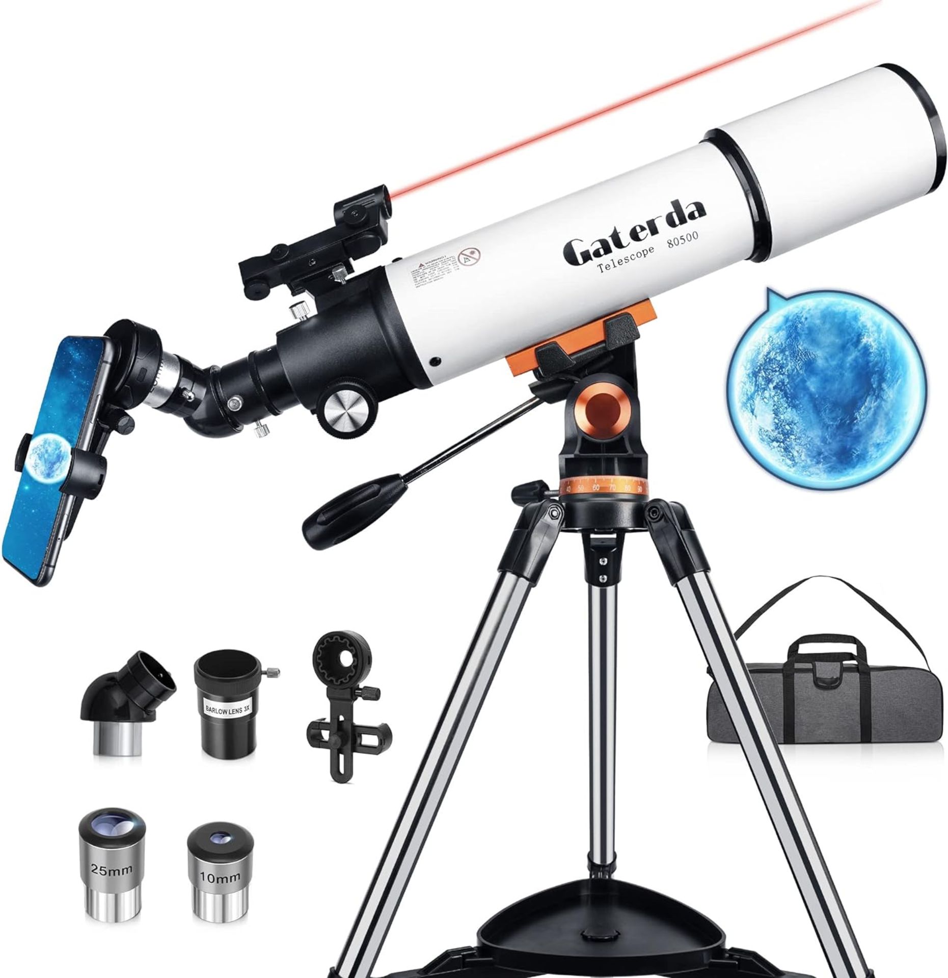 RRP £159 Gaterda Telescope for Adults, 80mm/500mm Focal Length, Professional Refractor Telescope