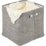 mDesign Fabric Storage Box — Household Storage Basket with Integrated Handles — Perfect for