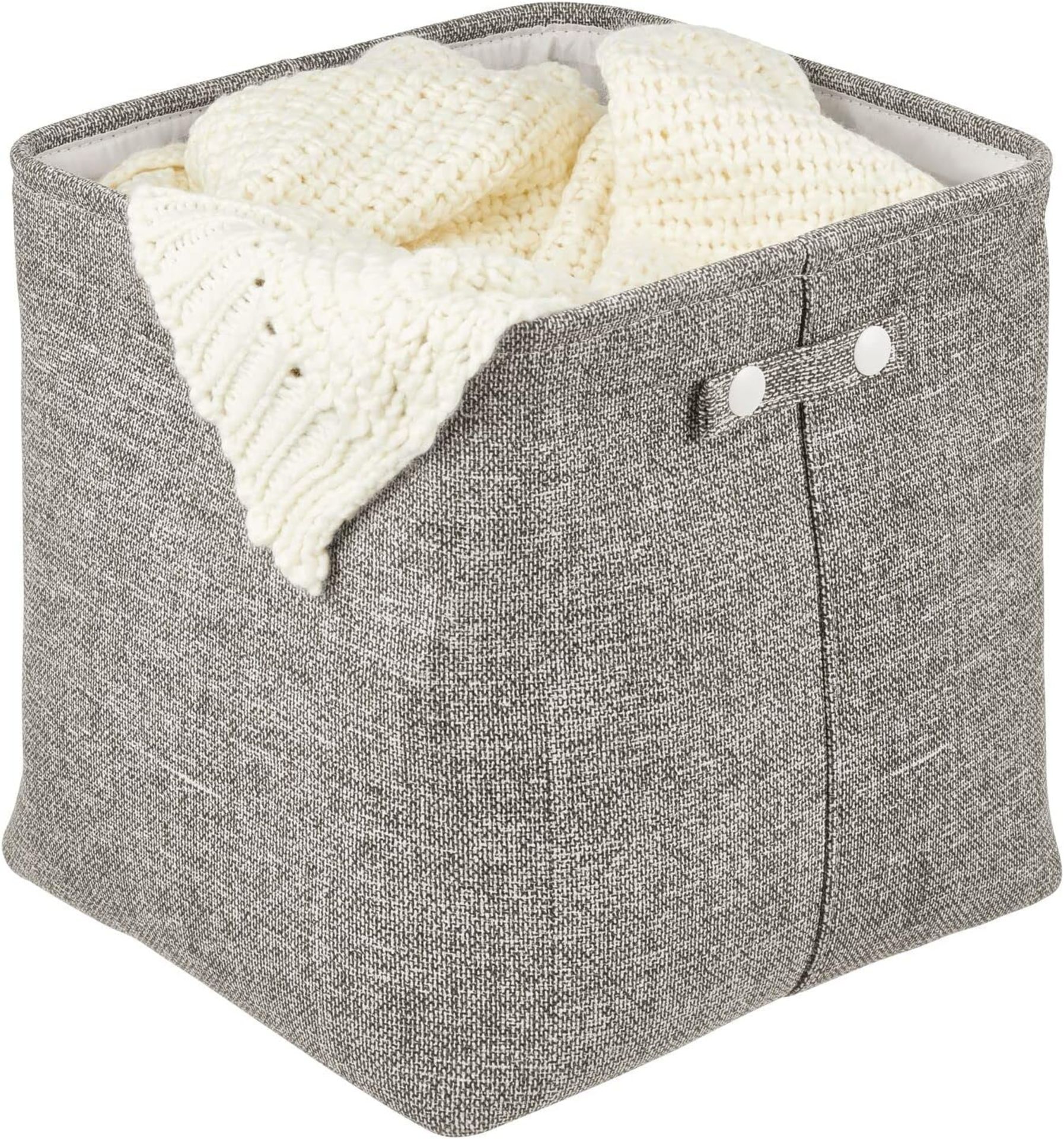 mDesign Fabric Storage Box — Household Storage Basket with Integrated Handles — Perfect for
