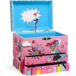 RRP £29.99 Jewelkeeper Girls Jewellery Box with 2 Drawers, Superhero Musical Box for Girls, Fur