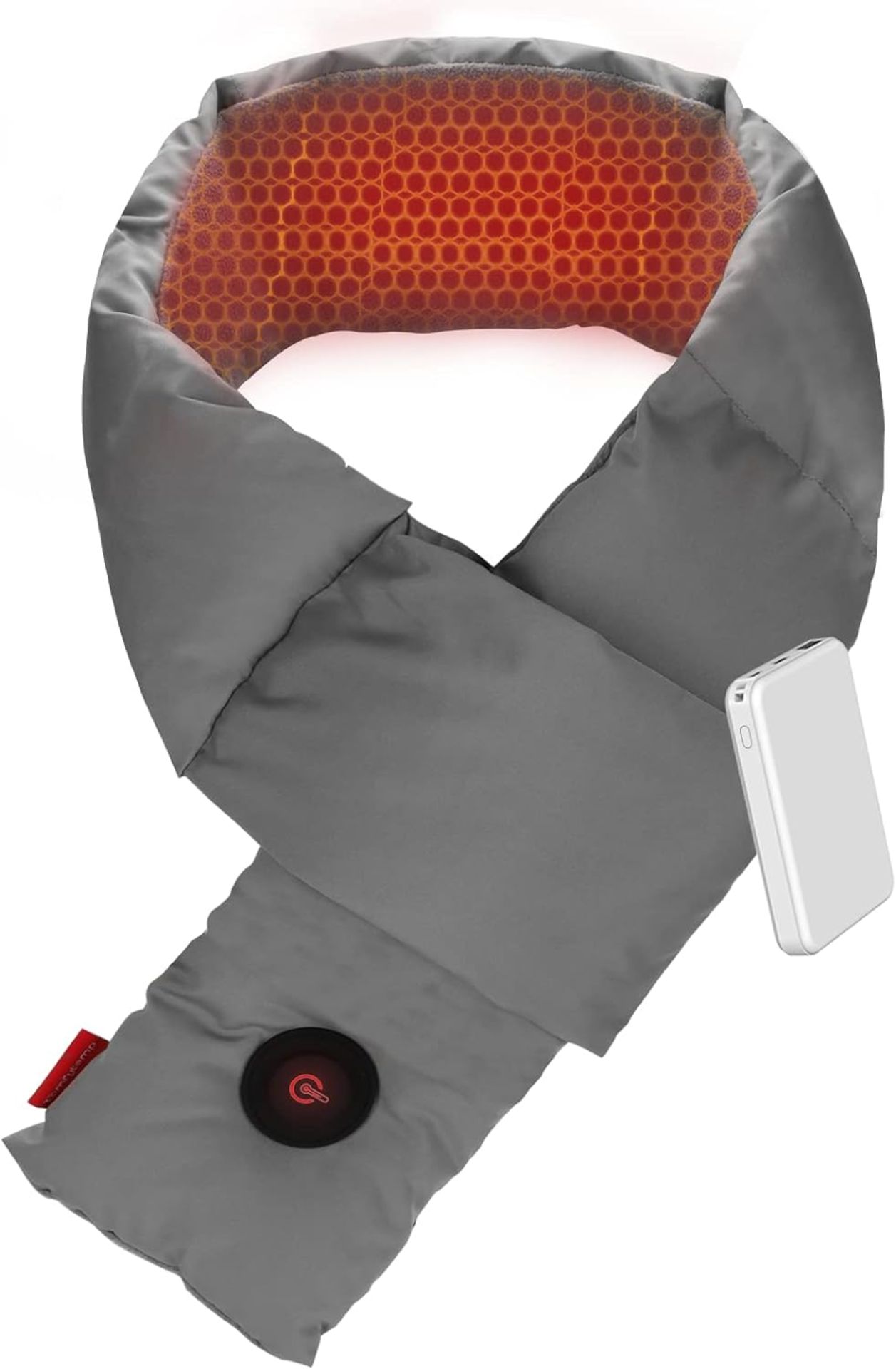 RRP £35.99 Comfytemp Heated Neck Scarf with 5000mAh Power Bank, Rechargeable Neck Heat Pad for