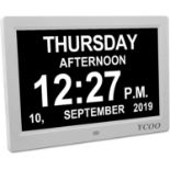RRP £44.99 Dementia Clocks 10 Inches Calendar, Day Date Clock with Large Clear Digits Display, Alarm