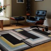 RRP £70.99 Asiatic Edits Low Pile Geometric Charcoal Multi Indoor Rug for Living room, Large Area