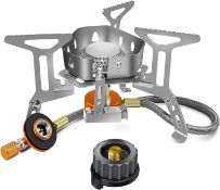 RRP £50 Set of 2 x AUTOPkio Camping Gas Stove 3500W, Portable Gas Stove Windproof Backpacking