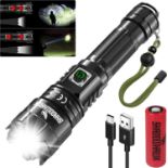 RRP £34.99 Shadowhawk Torches LED Super Bright, 30000 Lumens Rechargeable LED Torch, USB Tactical