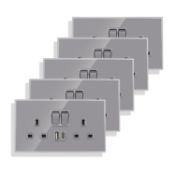 RRP £49.99 JIMEIDA 5 Pack Double Switched Socket 13 Amp with USB A and Type C 3.1A Charging Ports