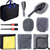 Osportfun 10 PCS Car Wash Tool Cleaning Kit With Bag - Microfibre Valet Washing Kit