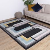 RRP £70.99 Asiatic Edits Low Pile Geometric Charcoal Multi Indoor Rug for Living room, Large Area