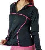 RRP £60 Set of 3 x OYOGA- Gym Jackets Women Black in Polyester and Spandex Define Jacket for