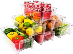 RRP £21.99 Pack of 6 Fridge Organiser Set - Clear Storage Containers & Drawers for Efficient