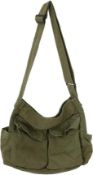 RRP £66 Set of 3 x Canvas Shoulder Bags For Women, Large Capacity Solid Soft Denim Leisure Travel