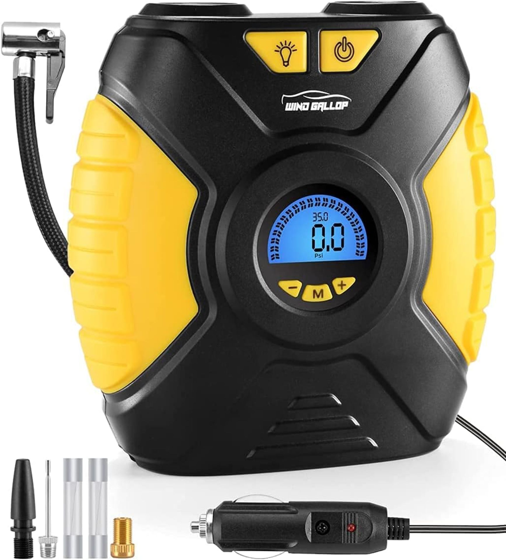 RRP £26.99 WindGallop Digital Car Tyre Inflator Air Compressor 12v Car Tyre Pump Automatic with Tyre