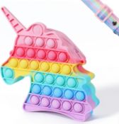 RRP £50 Set of 10 x Yiran Unicorn Push Pop it Fidget Toy Pendant Bag, Poppet Fidget Toy Shoulder