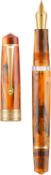 RRP £35.99 Asvine P20 Piston Fountain Pen Amber Resin, Iridium Medium Nib Gold Trim Smooth Writer