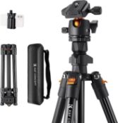 RRP £45.99 K&F Concept Tripod for Camera and Phone, 64 inch/163cm Aluminum Travel Outdoor Tripod