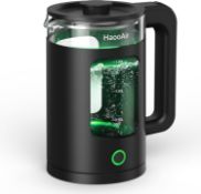 RRP £28.99 Haooair Electric Kettle, 1.5 Liter Fast Boil Quiet Glass Kettle with Green LED, Easy to