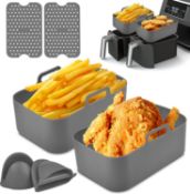 RRP £60 Set of 4 x Silicone Pot, 6PCS Silicone Air Fryer Liners Double Air Fryer Microwave